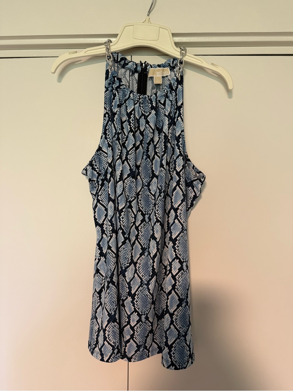 Michael Kors Blue Snake-Print Halter Cami